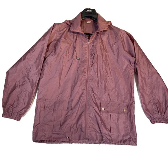 Tudor Court Vintage Raincoat Woman's Large Hide-Away Hood Drawstrings Full Zip - Picture 1 of 16